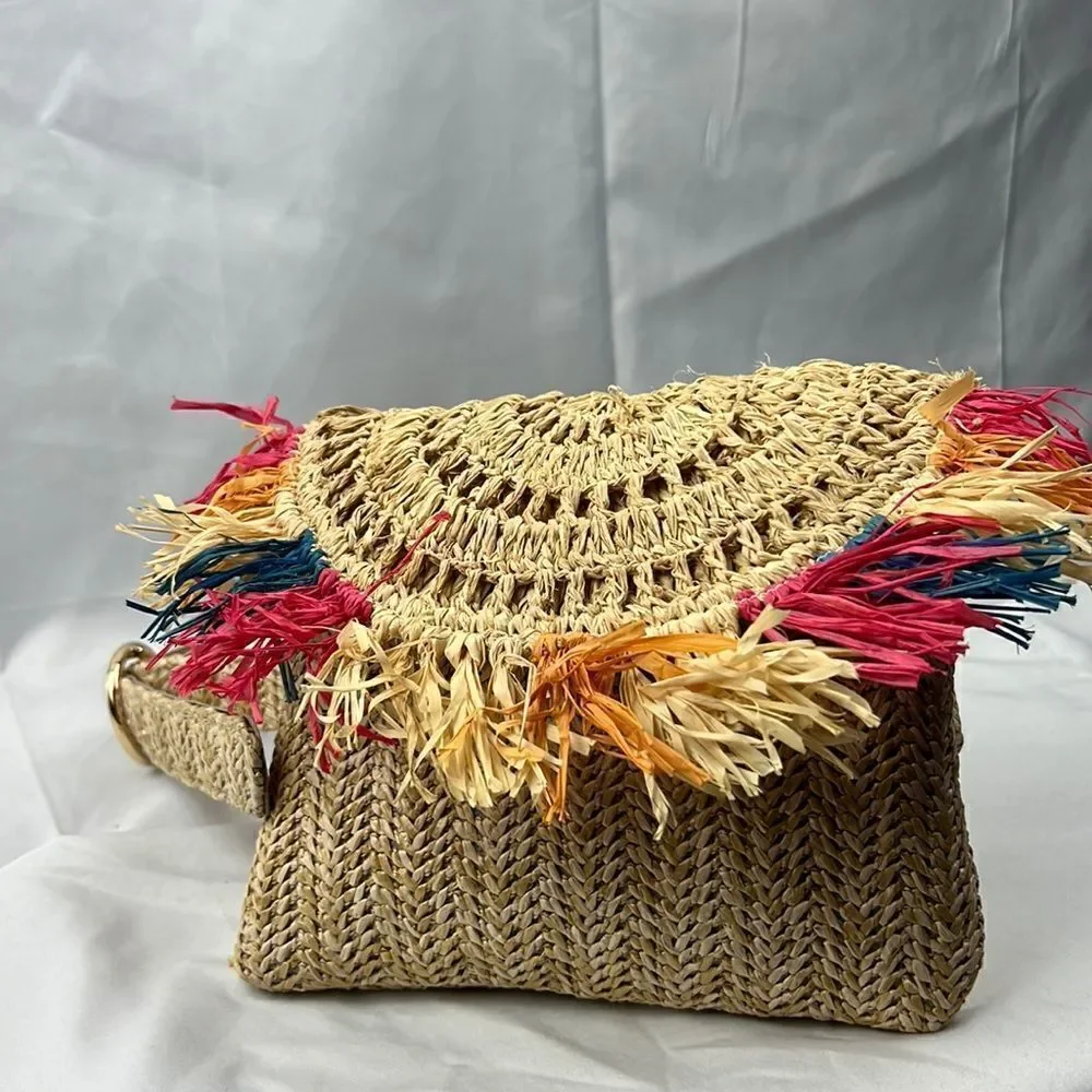 NWOT INC International Concept Straw Rainbow Belt Bag